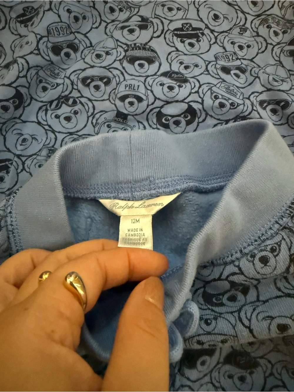 Ralph Lauren Light Blue Teddy Bear Print Short Set
